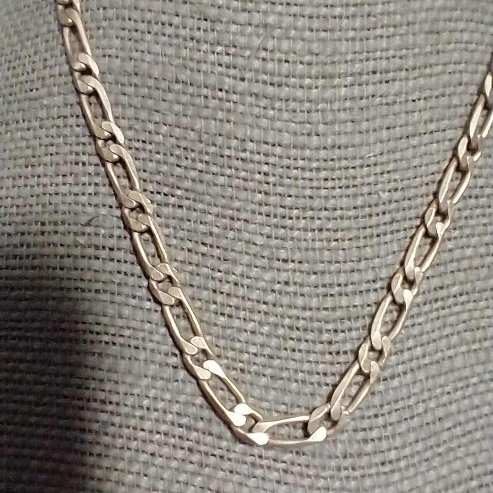 Goldtone Chain Necklace marked m with pink crystal vintage